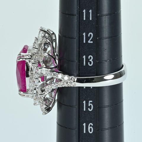 Pre-owned K18 Ruby Ring, Mozambique Ruby, 8.06ct R, 2.43ct D, GRS Certificate, 8.6g, #14 
