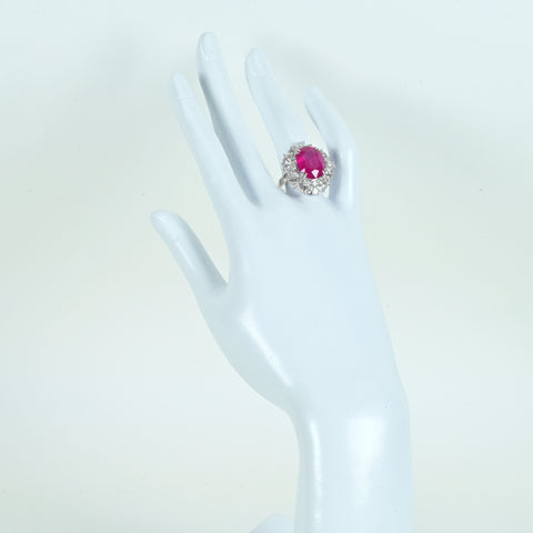 Pre-owned K18 Ruby Ring, Mozambique Ruby, 8.06ct R, 2.43ct D, GRS Certificate, 8.6g, #14 