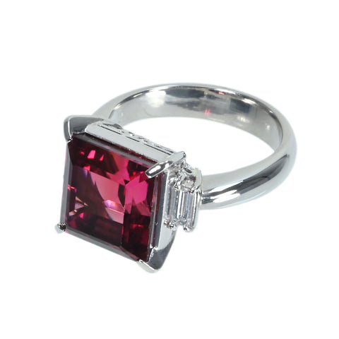 【中古】PT900 TOURMALINEトルマリンリング T7.24ct D0.22ct 10.1g #12