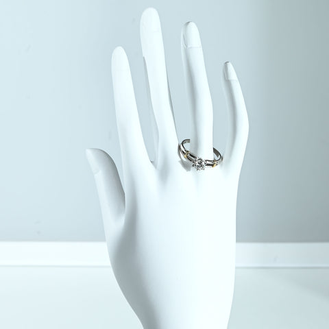 【中古】 PT850/K18 DIAMOND RING ダイヤモンドリング 0.529ct 3.8g #18.5