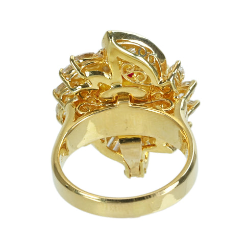 Pre-owned 18K Yellow Gold Ruby Ring from Thailand, 3.21ct R, 2.51ct D, GRS "intense to vivid red", 14.4g, #13.5, Certificate of Authenticity 