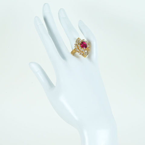 Pre-owned 18K Yellow Gold Ruby Ring from Thailand, 3.21ct R, 2.51ct D, GRS "intense to vivid red", 14.4g, #13.5, Certificate of Authenticity 