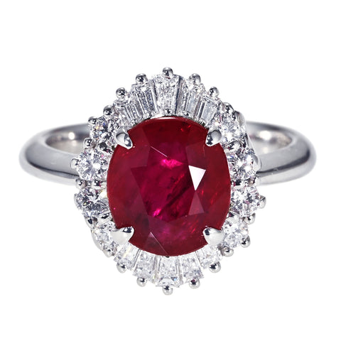 【中古】PT900 RUBY RING ルビーリング R4.05ct D0.69ct GRS鑑別書 8.8g #14