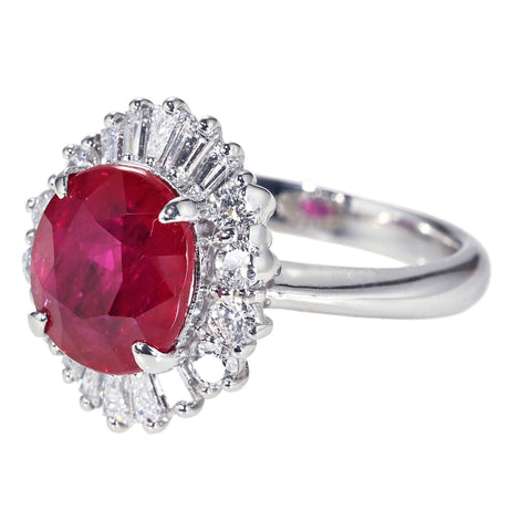 【中古】PT900 RUBY RING ルビーリング R4.05ct D0.69ct GRS鑑別書 8.8g #14