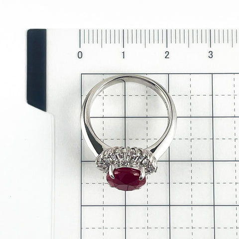 【中古】PT900 RUBY RING ルビーリング R4.05ct D0.69ct GRS鑑別書 8.8g #14