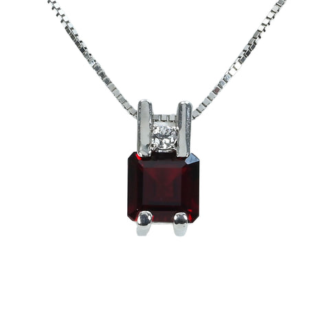 【中古】K14WG GARNET Necklace ガーネットペンダントネックレス 日宝協ソーティング 2.8g