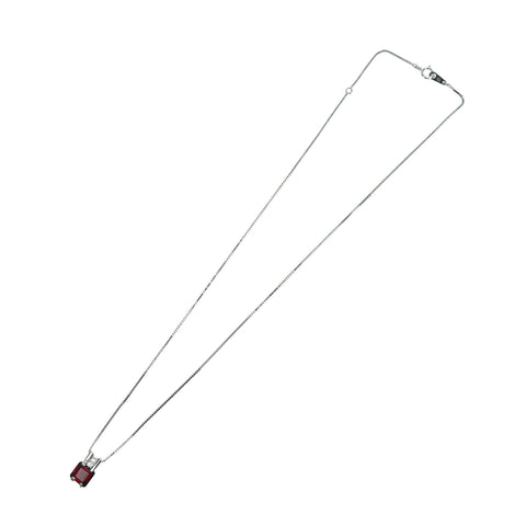 [Pre-owned] K14WG Garnet Necklace, Garnet Pendant Necklace, Nihokyo Sorting, 2.8g 