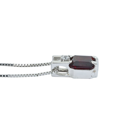 [Pre-owned] K14WG Garnet Necklace, Garnet Pendant Necklace, Nihokyo Sorting, 2.8g 