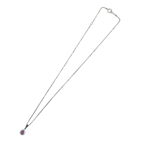 [Pre-owned] PT850/PT900 RUBY Ruby Pendant Necklace R0.31ct D0.13ct 5.0g 