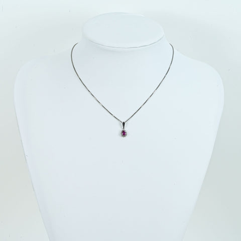 [Pre-owned] PT850/PT900 RUBY Ruby Pendant Necklace R0.31ct D0.13ct 5.0g 