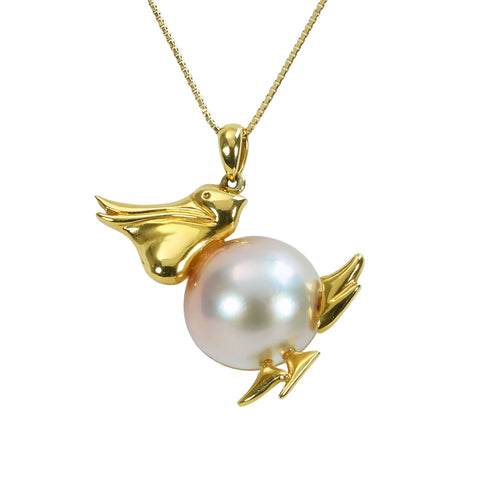 【中古】 K18YG MABE PEARL NECKLACE マベパールペンダントネックレス 5.7g 13.8mm NECKLACE