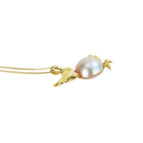 【中古】 K18YG MABE PEARL NECKLACE マベパールペンダントネックレス 5.7g 13.8mm NECKLACE