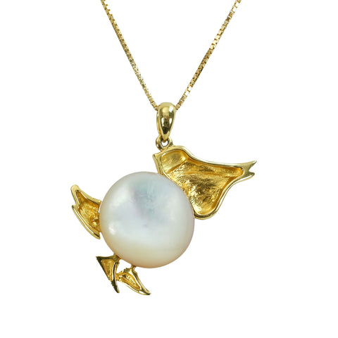 【中古】 K18YG MABE PEARL NECKLACE マベパールペンダントネックレス 5.7g 13.8mm NECKLACE