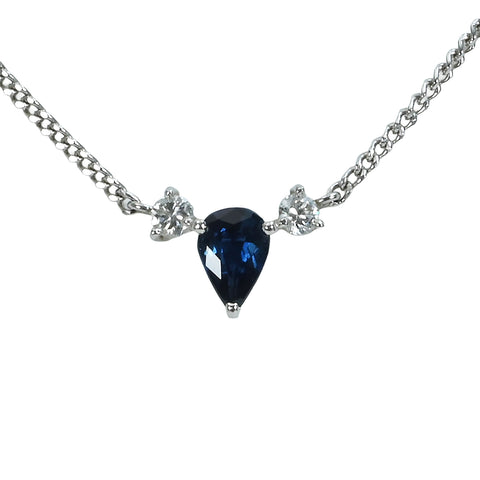 【中古】 PT850/PT900 SAPPHIRE Necklace サファイアペンダントネックレス S0.60ct D0.14ct 4.4g