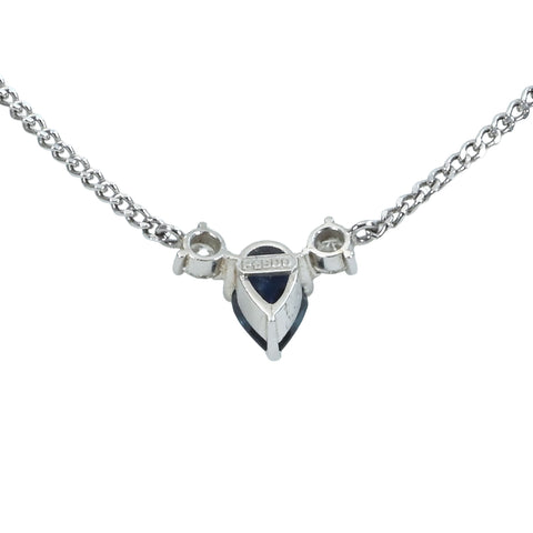 [Pre-owned] PT850/PT900 SAPPHIRE Necklace, Sapphire Pendant Necklace, S0.60ct, D0.14ct, 4.4g 