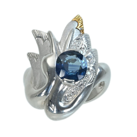 【中古】PT900 SAPPHIRE サファイアリング  S1.94ct D0.06ct 12.4g #11