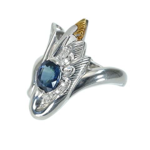 【中古】PT900 SAPPHIRE サファイアリング  S1.94ct D0.06ct 12.4g #11