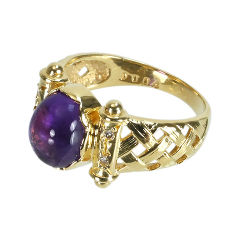 [Used] K18YG Amethyst Ring D0.04ct 5.0g #11.5 