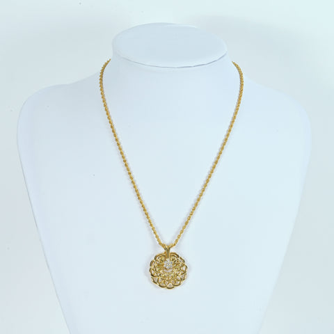 【中古】WALTHAM ウォルサム Necklace K18YG DIAMOND ダイヤモンドペンダントネックレス 25.6g ONE PRICE