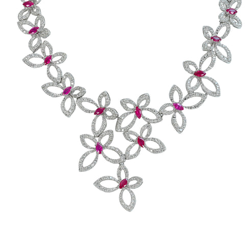 【中古】K18WG RUBYルビーネックレス R4.40ct D3.70ct 58.2g