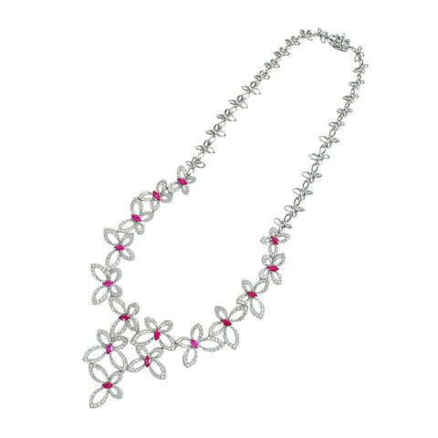 [Pre-owned] K18WG RUBY Ruby Necklace R4.40ct D3.70ct 58.2g 