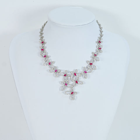 [Pre-owned] K18WG RUBY Ruby Necklace R4.40ct D3.70ct 58.2g 
