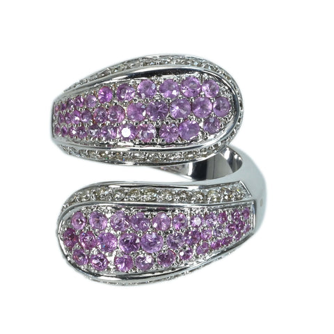 【中古】K18WG PINK SAPPHIREピンクサファイアリング PS1.98ct D0.98ct 15.4g #13