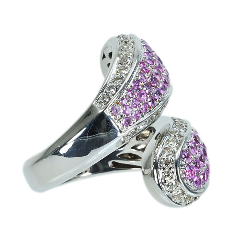 【中古】K18WG PINK SAPPHIREピンクサファイアリング PS1.98ct D0.98ct 15.4g #13