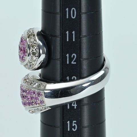 【中古】K18WG PINK SAPPHIREピンクサファイアリング PS1.98ct D0.98ct 15.4g #13