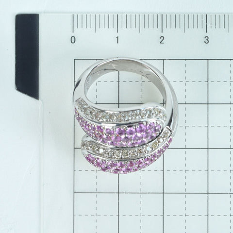 【中古】K18WG PINK SAPPHIREピンクサファイアリング PS1.98ct D0.98ct 15.4g #13