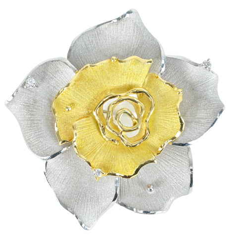 【中古】 田村俊一  K18/K18WG DIAMONDダイヤモンドペンダント兼用ブローチ D0.08ct 19.9g