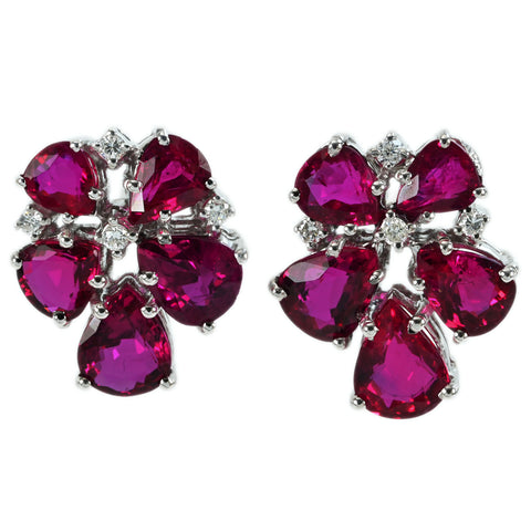[Pre-owned] K18WG RUBY EARRINGS Ruby earrings R5.80ct D0.09ct 4.7g 