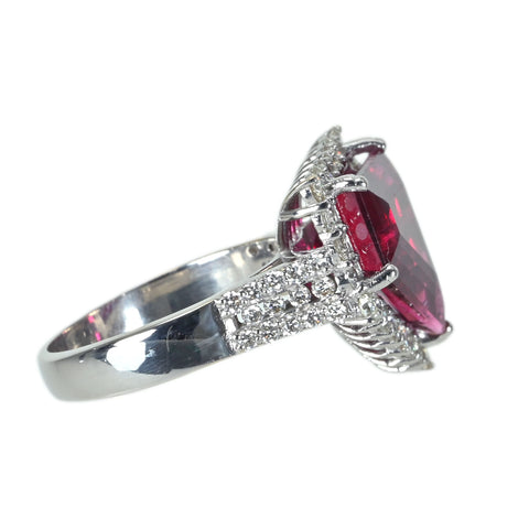 【中古】 K18WG RUBELLITE TOURMALINE ルベライト(レッドトルマリン）リング T6.65ct D1.15ct 7.6g #13