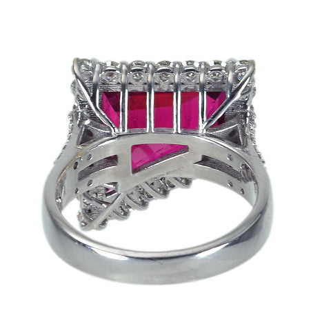 【中古】 K18WG RUBELLITE TOURMALINE ルベライト(レッドトルマリン）リング T6.65ct D1.15ct 7.6g #13