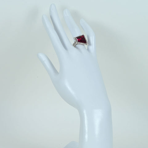 【中古】 K18WG RUBELLITE TOURMALINE ルベライト(レッドトルマリン）リング T6.65ct D1.15ct 7.6g #13