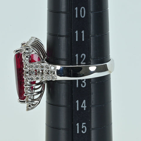 【中古】 K18WG RUBELLITE TOURMALINE ルベライト(レッドトルマリン）リング T6.65ct D1.15ct 7.6g #13