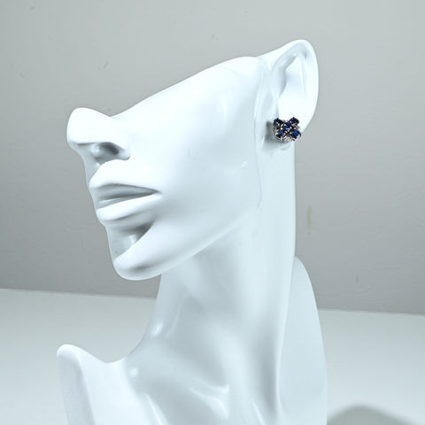 【中古】K18WG SAPPHIRE EARRING サファイア ピアス S5.12ct D0.18ct 5.1g