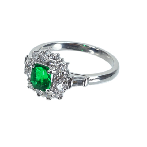 [Used] PT900 Emerald Ring Emerald 0.66ct D0.60ct 5.3g #12.5 