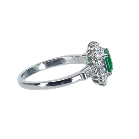 [Used] PT900 Emerald Ring Emerald 0.66ct D0.60ct 5.3g #12.5 