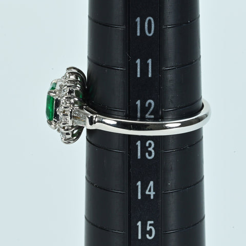 [Used] PT900 Emerald Ring Emerald 0.66ct D0.60ct 5.3g #12.5 