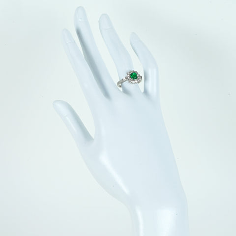 [Used] PT900 Emerald Ring Emerald 0.66ct D0.60ct 5.3g #12.5 