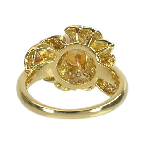 【中古】 K18YG AKOYA PEARLRING アコヤパールリング 6.9mm D0.48ct 5.9g