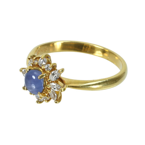 【中古】K18YG STAR SAPPHIREスターサファイアリング SS0.543ct D0.252ct 3.0g #10.5