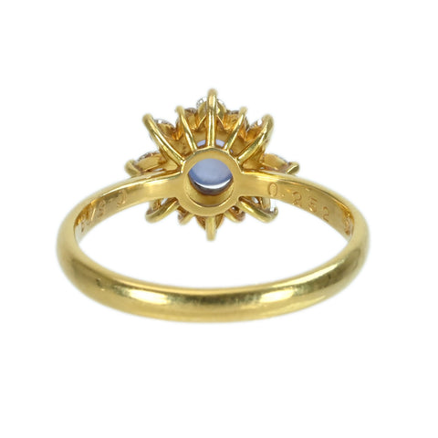 【中古】K18YG STAR SAPPHIREスターサファイアリング SS0.543ct D0.252ct 3.0g #10.5