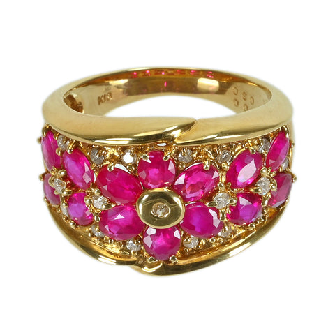 【中古】K18YG RUBYルビーリング R3.00ct D0.30ct NGL鑑別書 7.8g #14