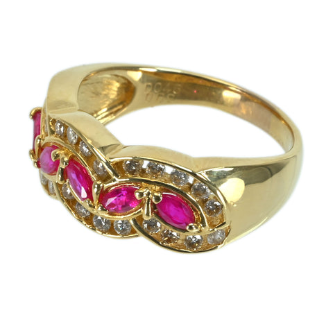 【中古】K18YG RUBYルビーリング R0.69ct D0.45ct NGL鑑別書 6.0g #16