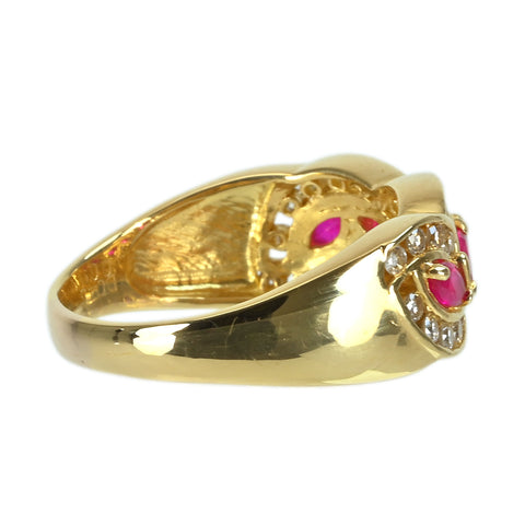 【中古】K18YG RUBYルビーリング R0.69ct D0.45ct NGL鑑別書 6.0g #16