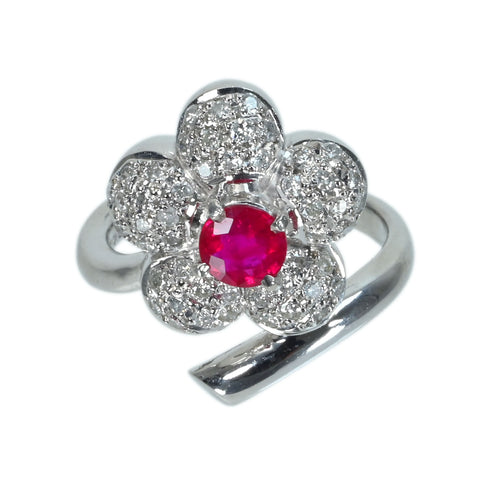 【中古】PT900 RUBYルビーリング R0.600ct D0.46ct 11.9g #11