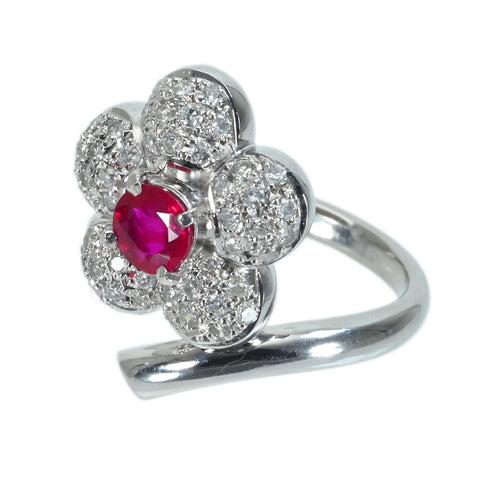 【中古】PT900 RUBYルビーリング R0.600ct D0.46ct 11.9g #11