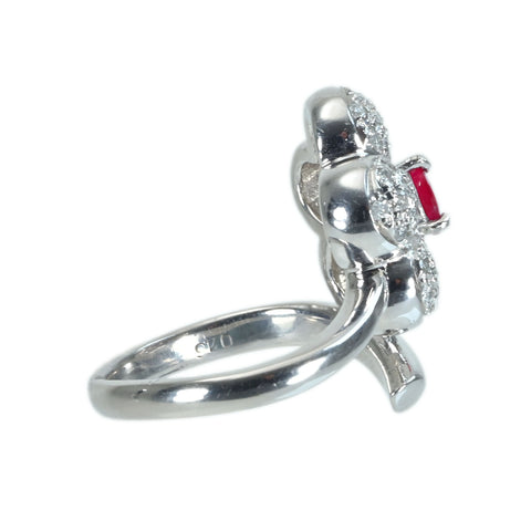 【中古】PT900 RUBYルビーリング R0.600ct D0.46ct 11.9g #11